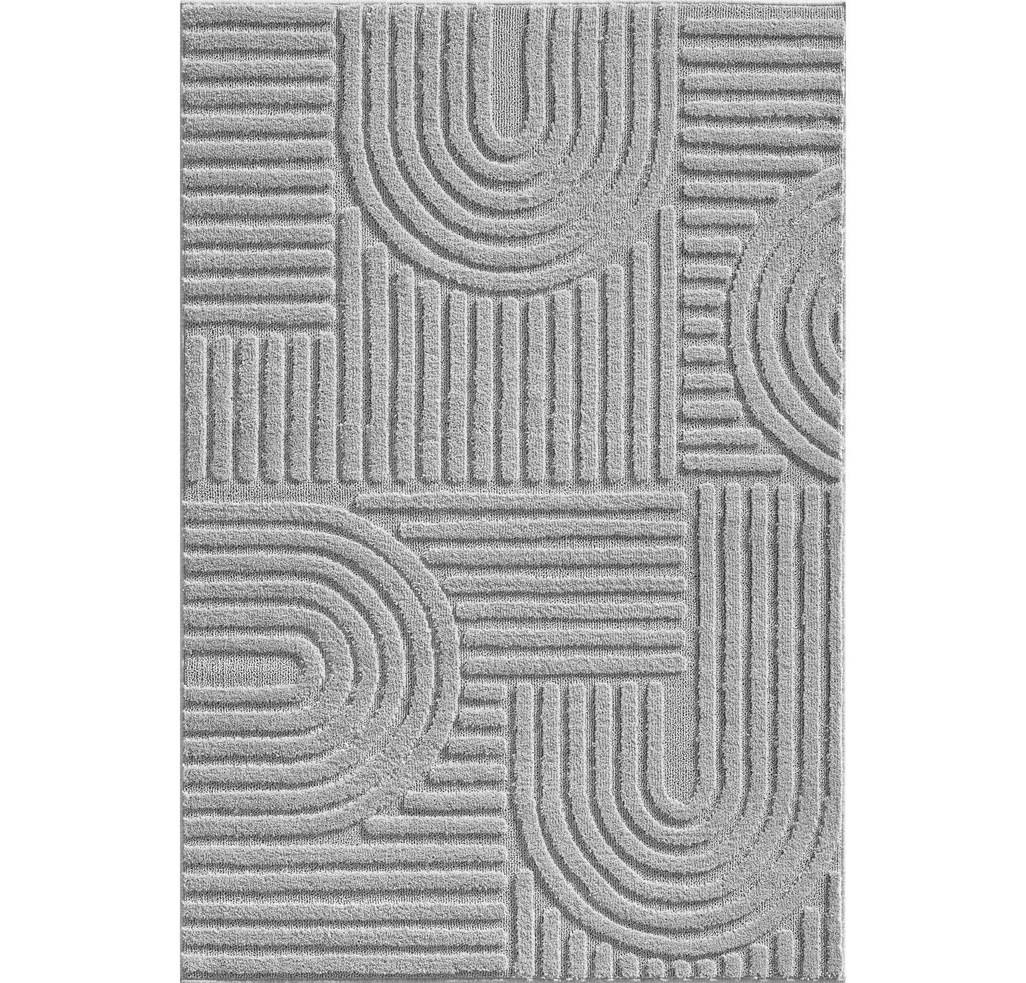 Art tapis poils longs rectangle 120x170cm argent