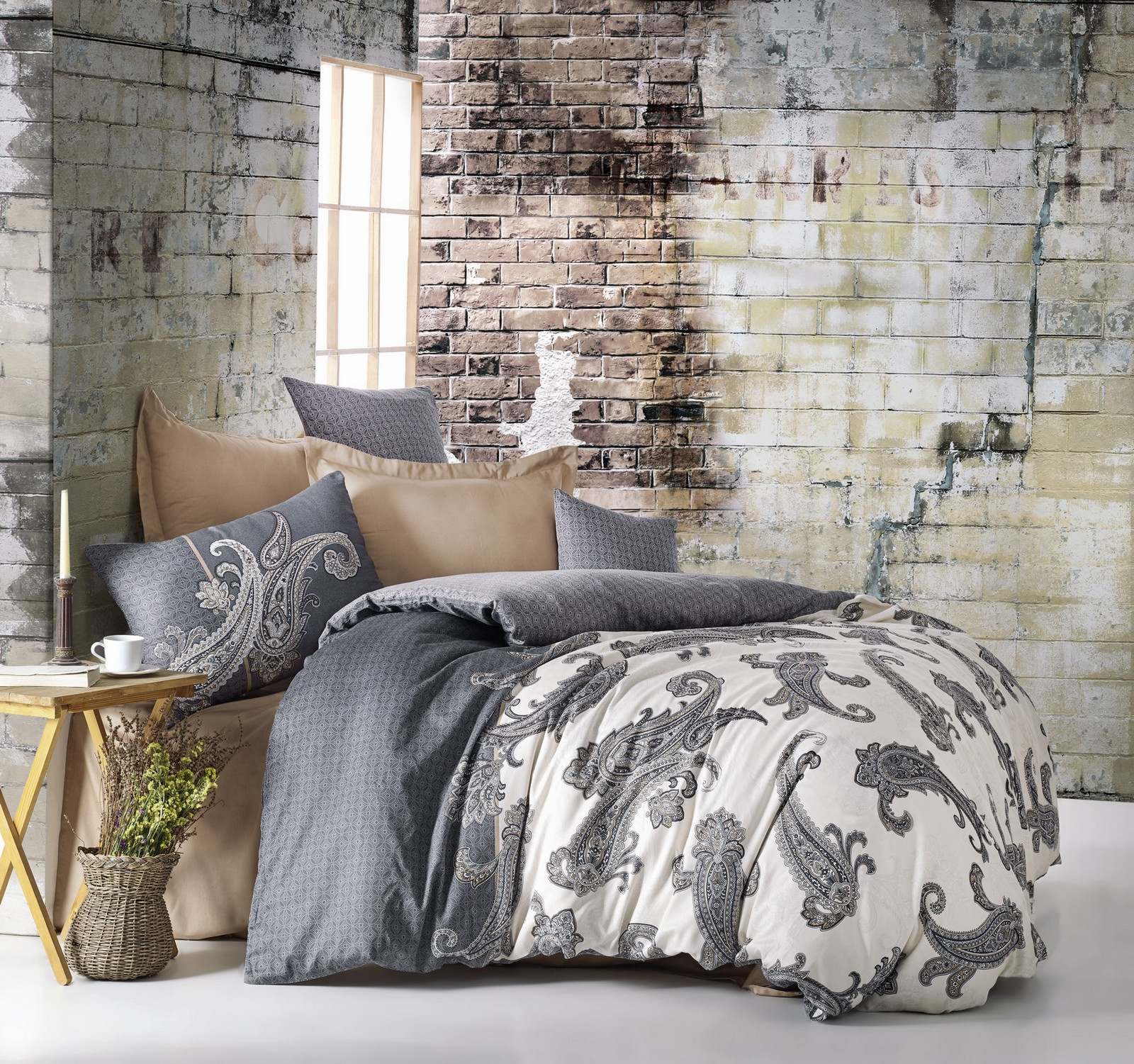 Saten Line 2-persoons dekbedovertrekset 200x220cm satijn jerome beige