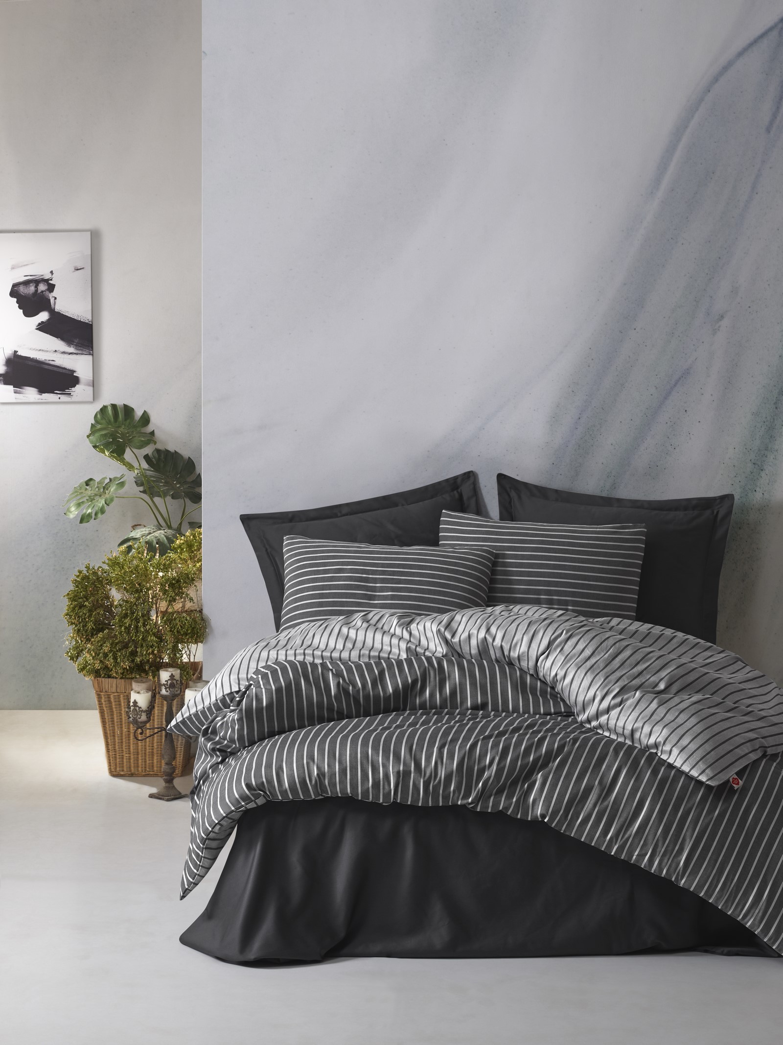 Bamboo 2-persoons dekbedovertrekset 200x220cm satijn antraciet