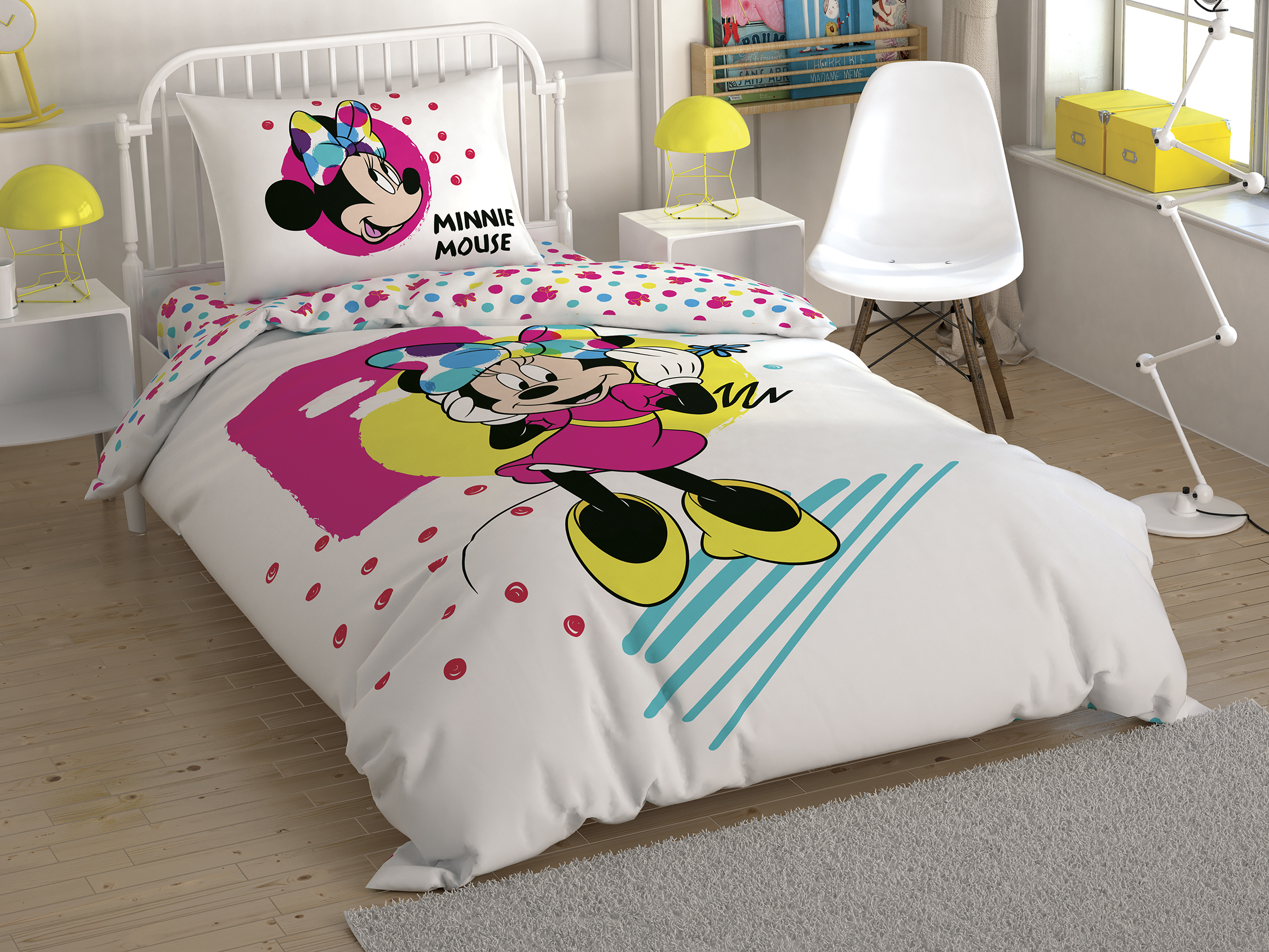 Taç Disney Home - Minnie Mouse Colour Mayhem BRF tek kişilik çocuk nevresim takımı (lisansli)