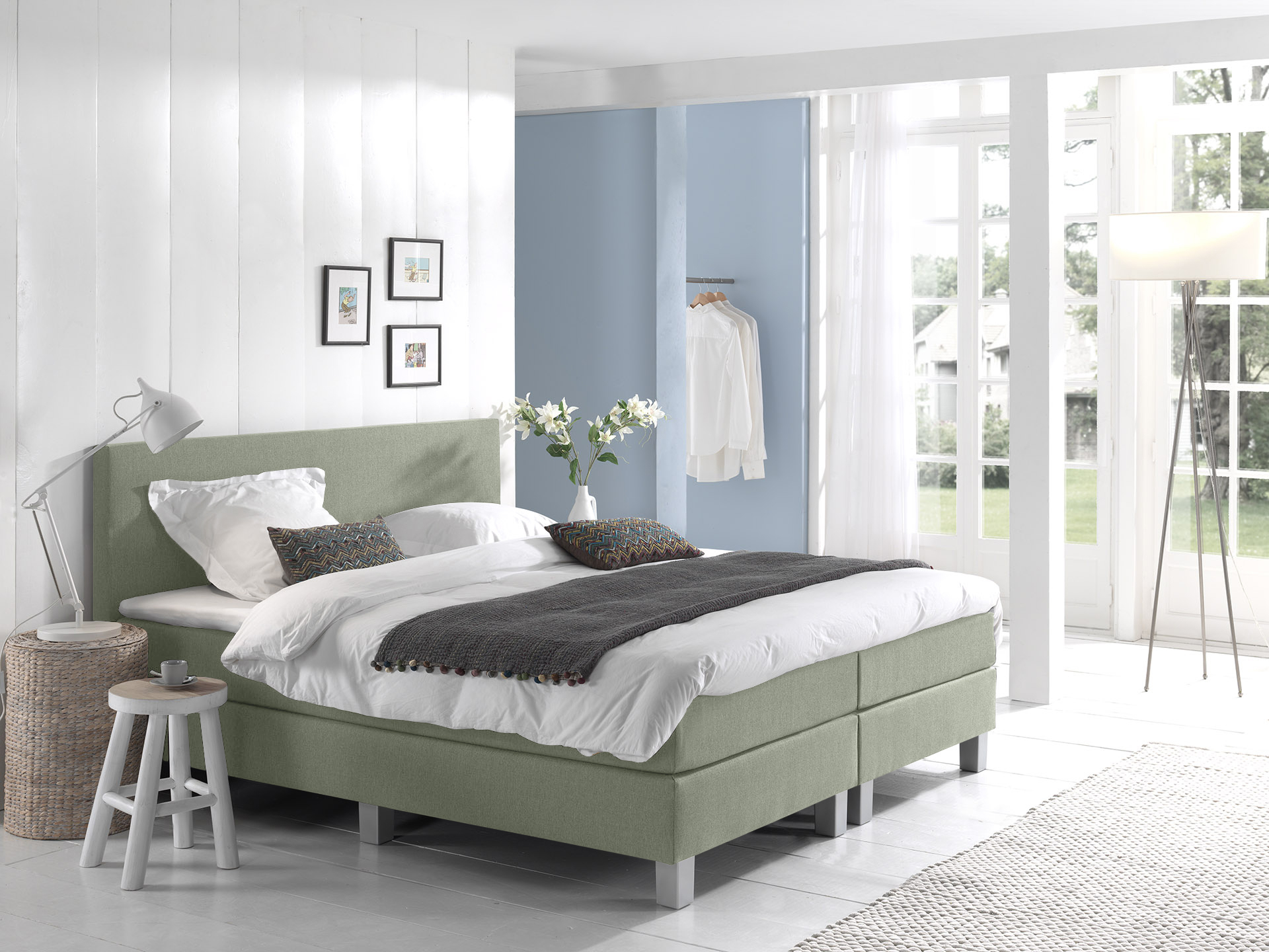Comfort 2.0 vlakke boxspring 160x210cm groen