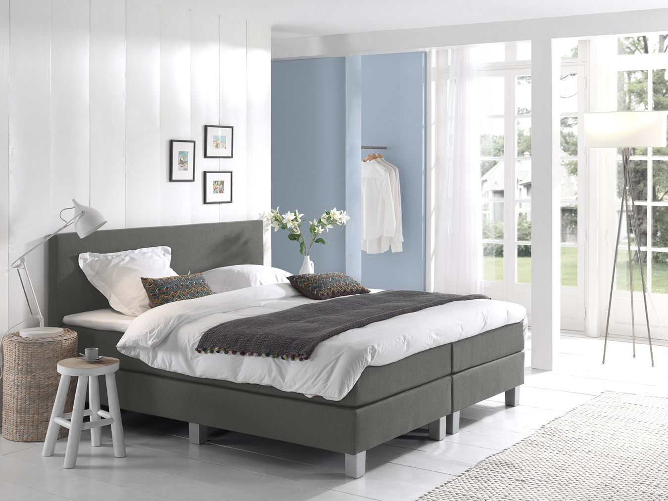 Comfort 2.0 vlakke boxspring 180x200cm grijs