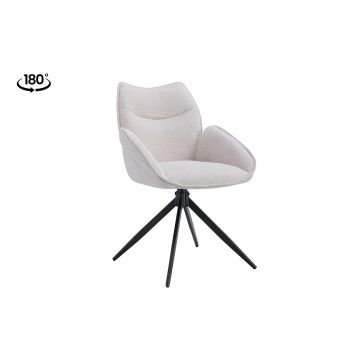 Mero Draaibare Eetkamerstoel met Armleuning – Stof – Beige