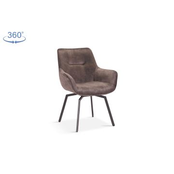 Moden Draaibare Eetkamerstoel met Armleuning – Fluweel – Taupe