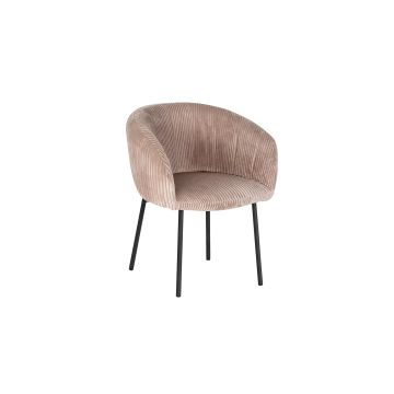 Sevra Eetkamerstoel met Armleuning – Ribstof – Zand