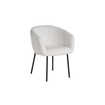 Sevra Eetkamerstoel met Armleuning – Bouclé – Wit