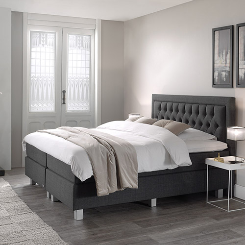 Valentina Comfort vlakke boxspring 160x200cm antraciet met Hybrid topper