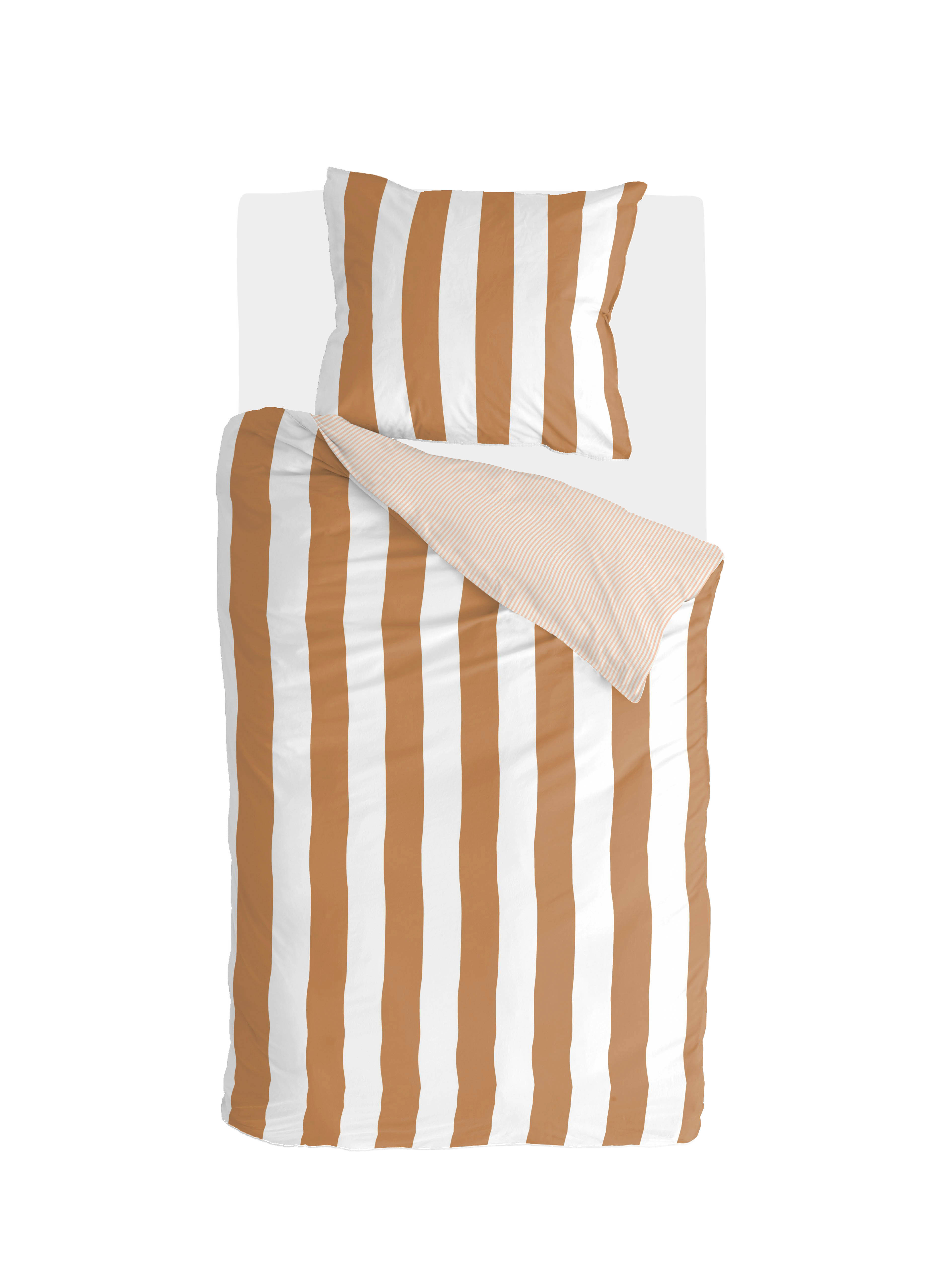 Classic Stripe dekbedovertrek 135x200cm cognac