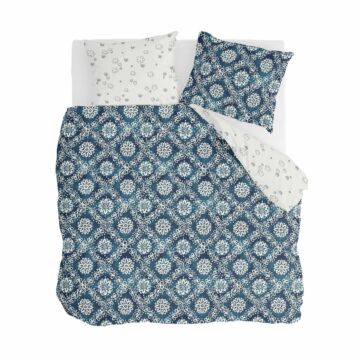 Crossed Flowers dekbedovertrek 240x220cm blauw/off-white