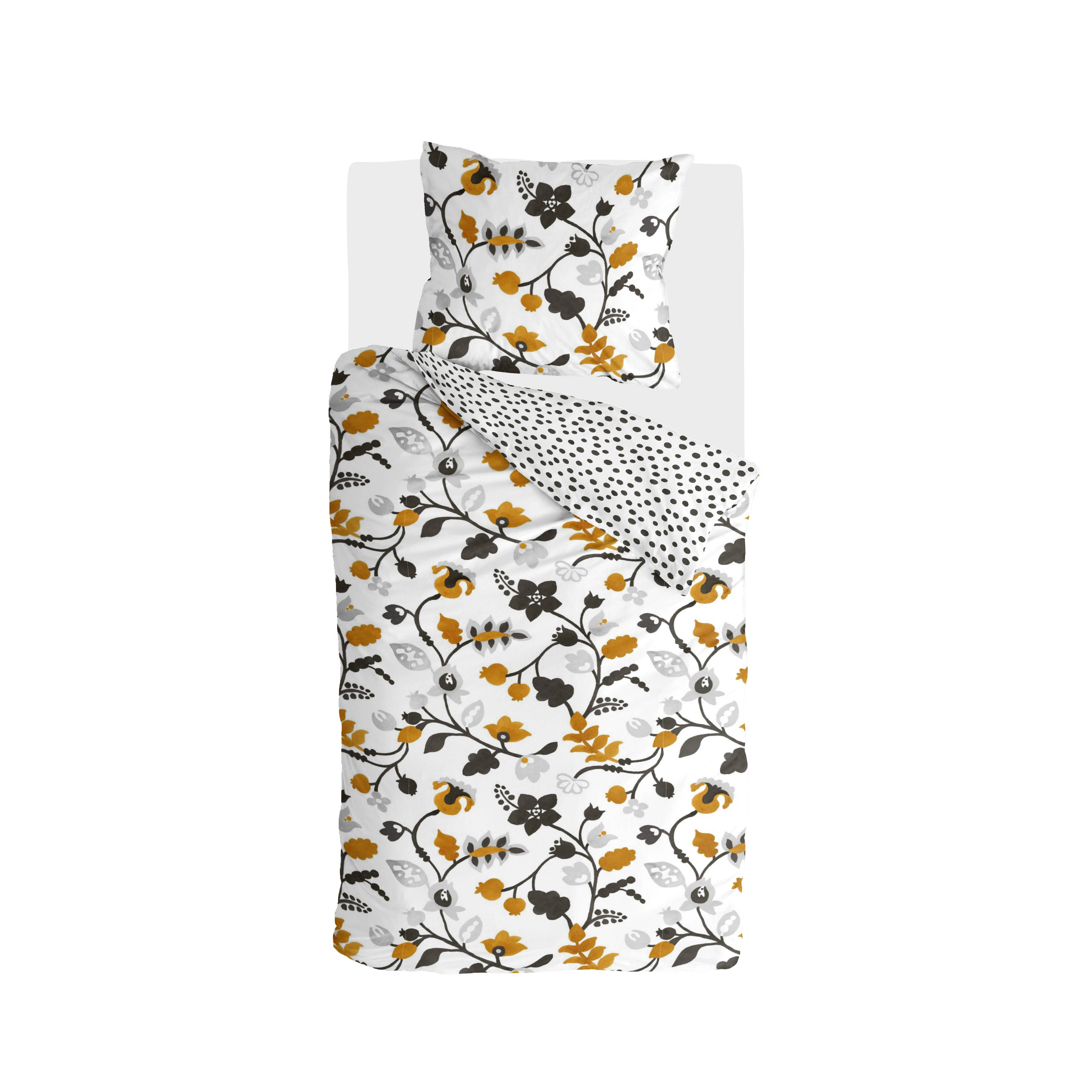 Dots & Flowers dekbedovertrek 140x220cm wit