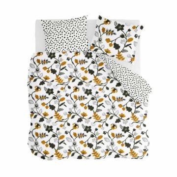 Dots & Flowers dekbedovertrek 200x200cm wit