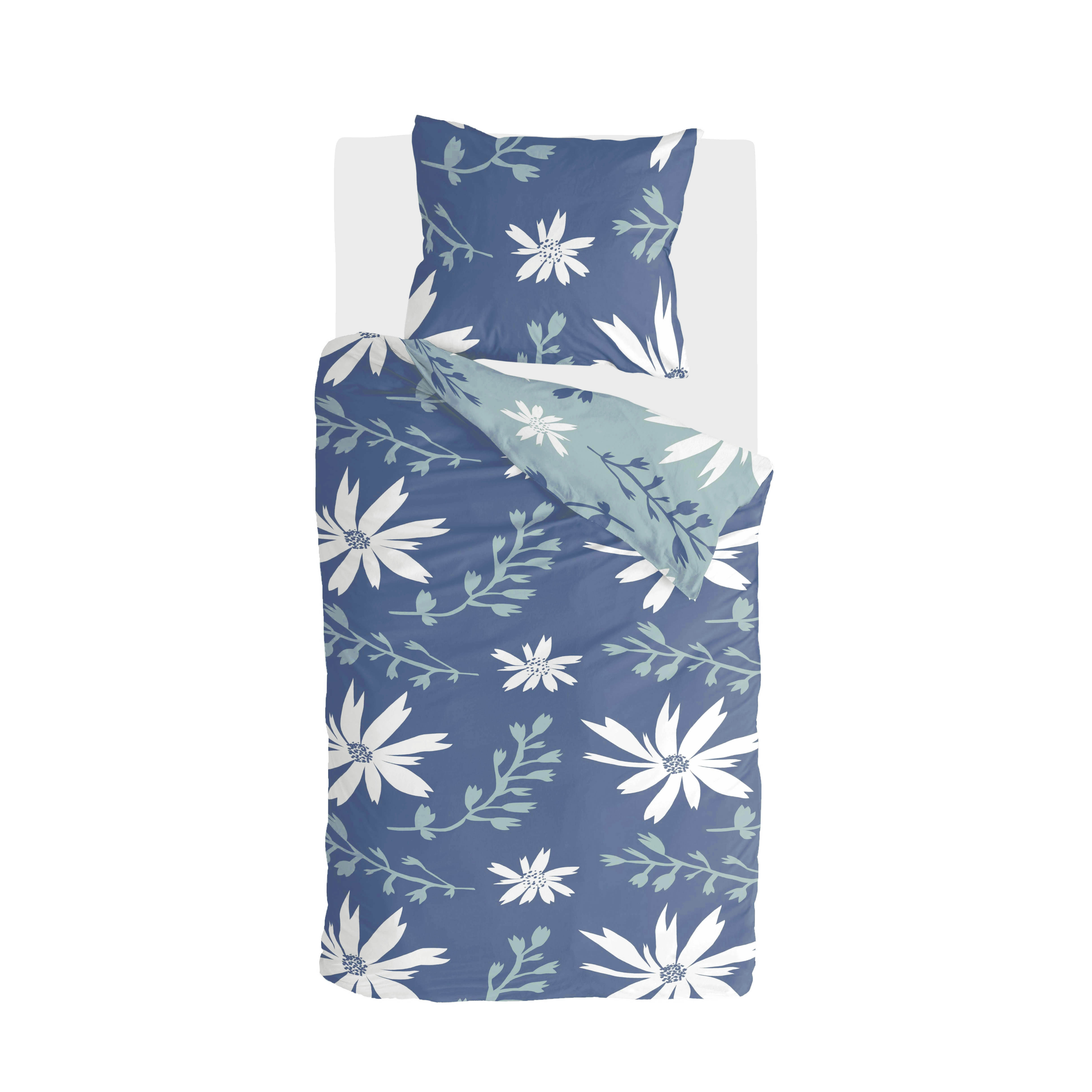Favorite Flowers dekbedovertrek 155x220cm blauw/jade