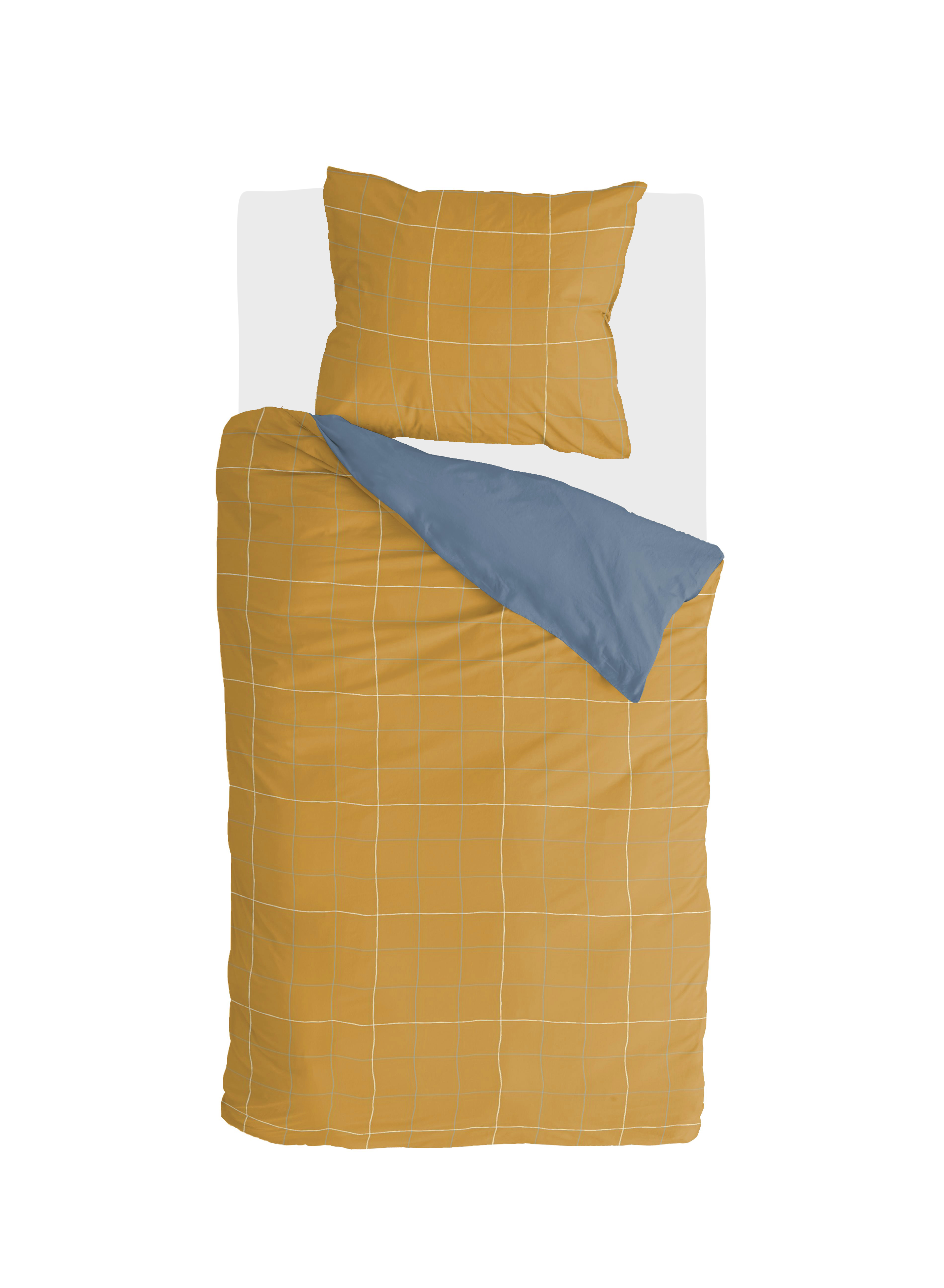 Four-Square dekbedovertrek 140x220cm honing mosterd