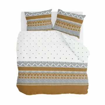 Ikat Dreams dekbedovertrek 240x220cm wit/cognac
