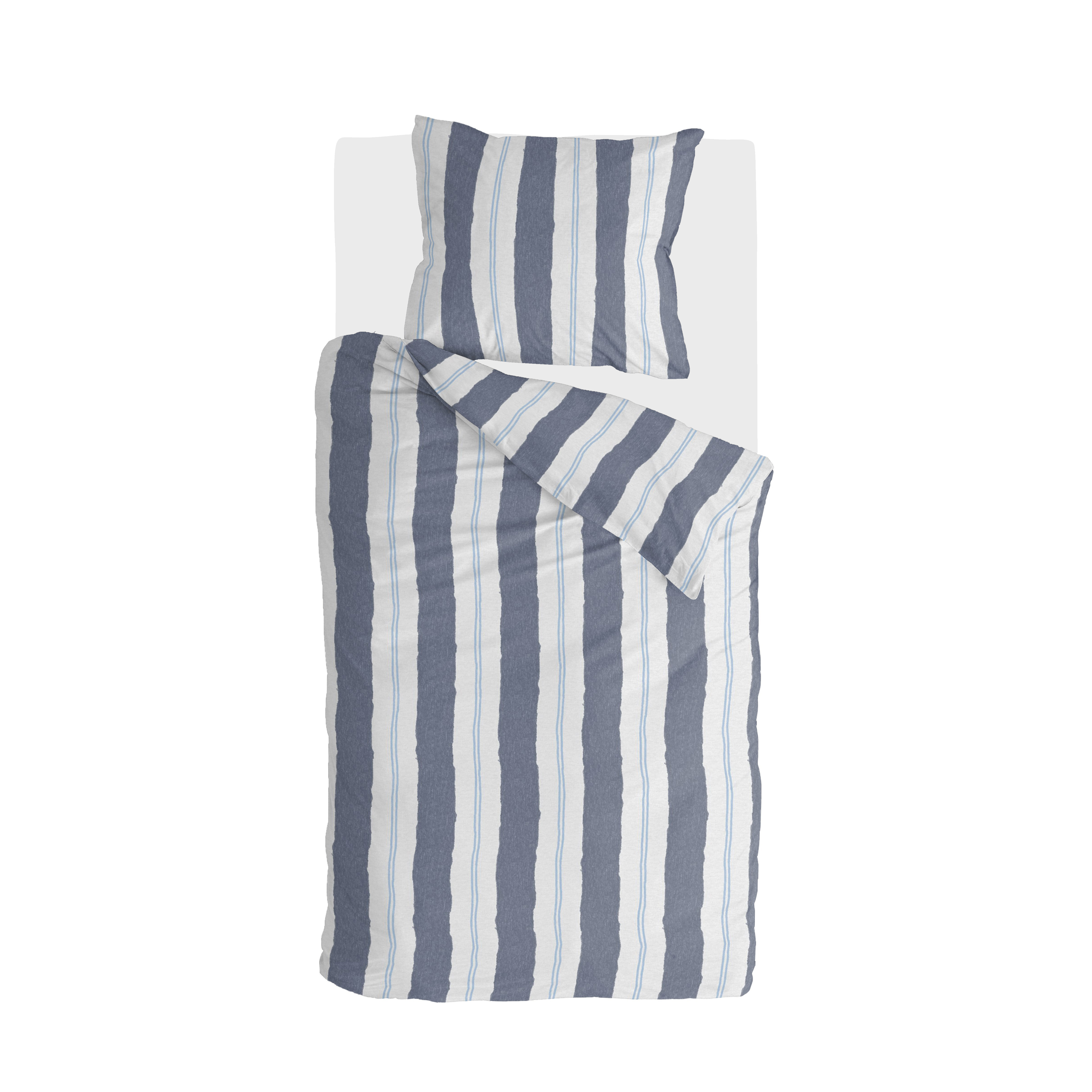 Remade Nautic Stripes dekbedovertrek 135x200cm donkerblauw