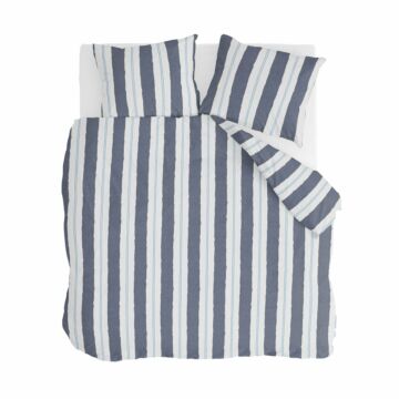 Remade Nautic Stripes dekbedovertrek 240x220cm donkerblauw