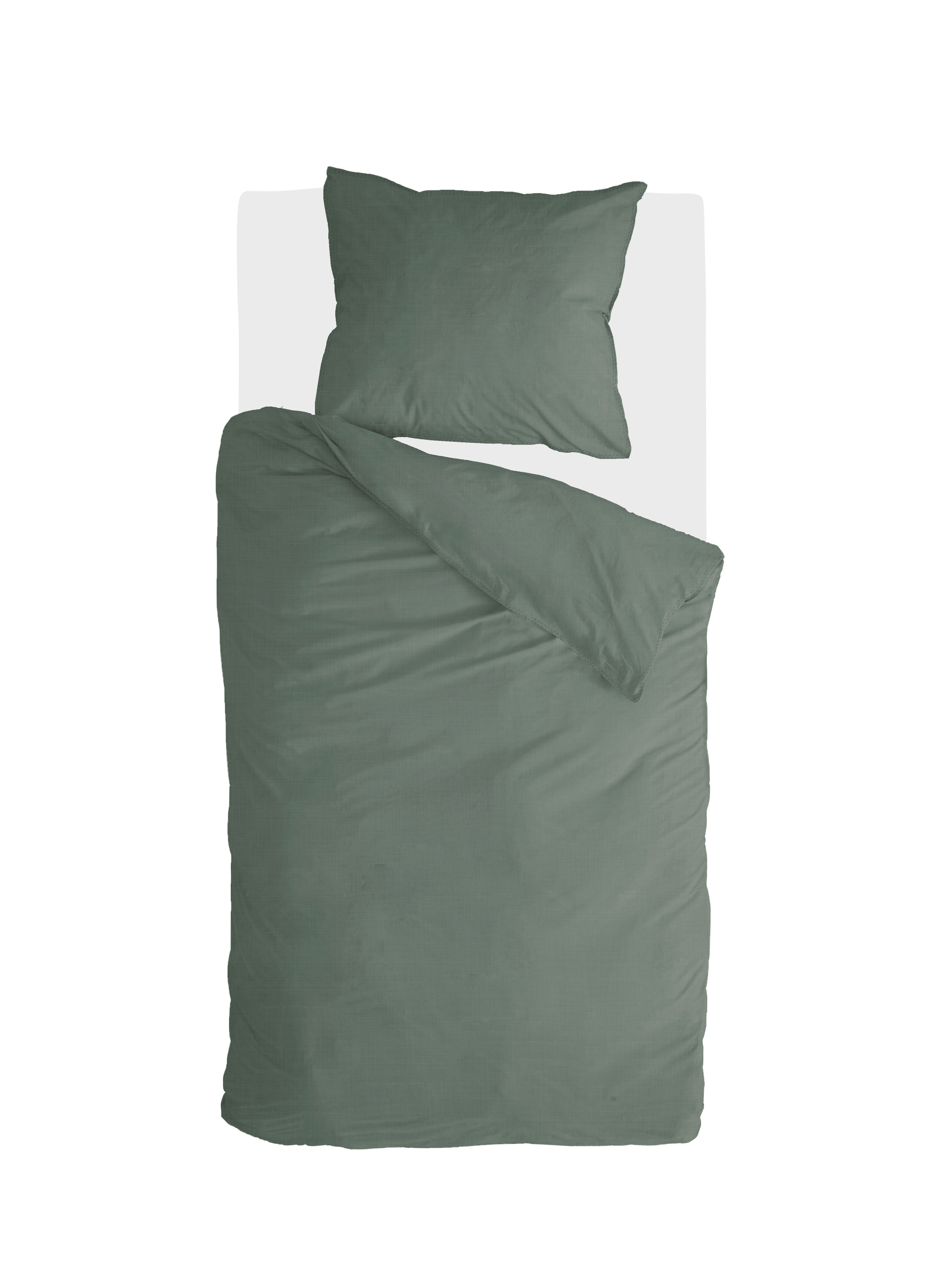 Vintage Cotton dekbedovertrek 155x220cm donker groen