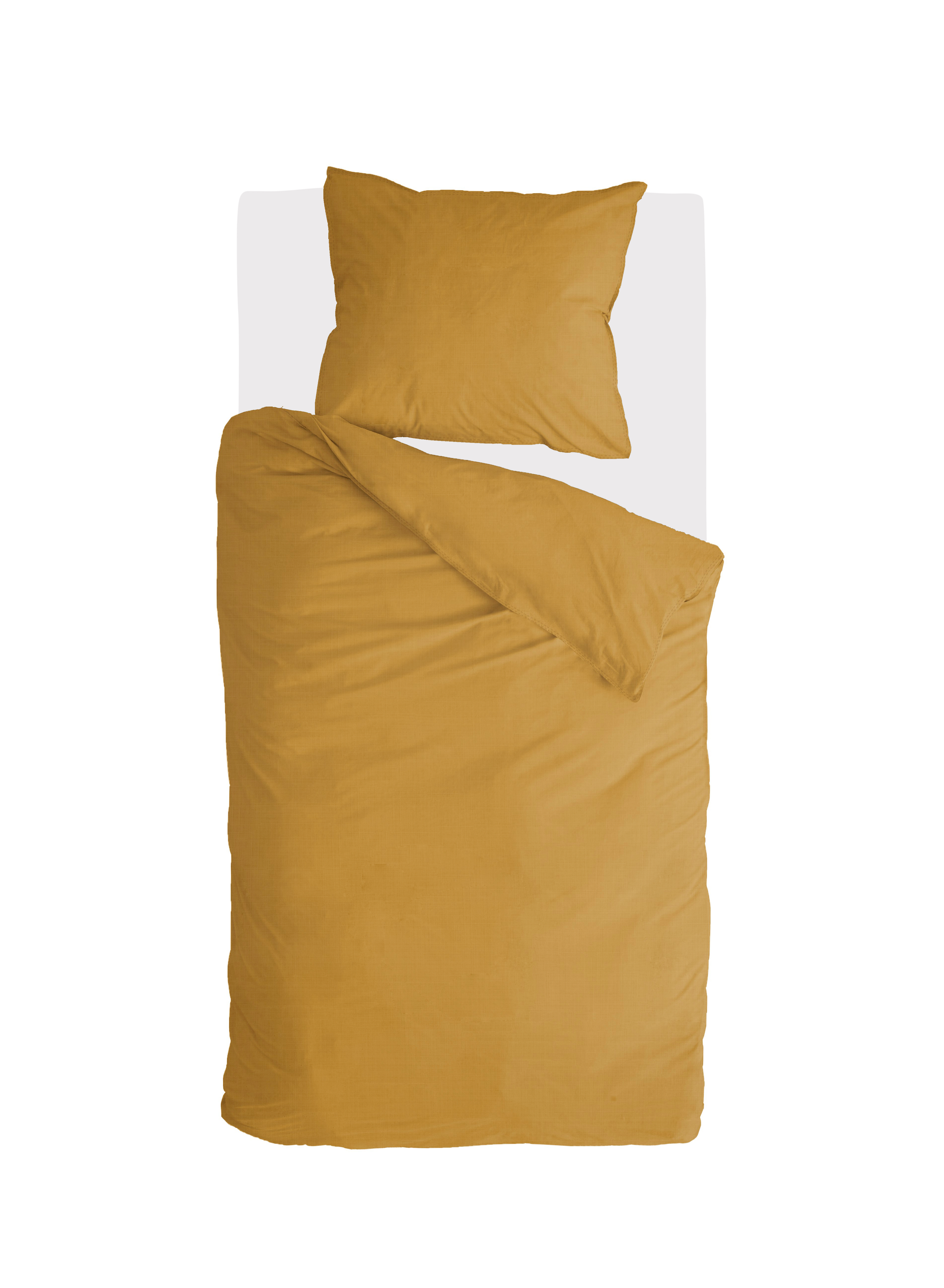 Vintage Cotton dekbedovertrek 155x220cm honing mosterd