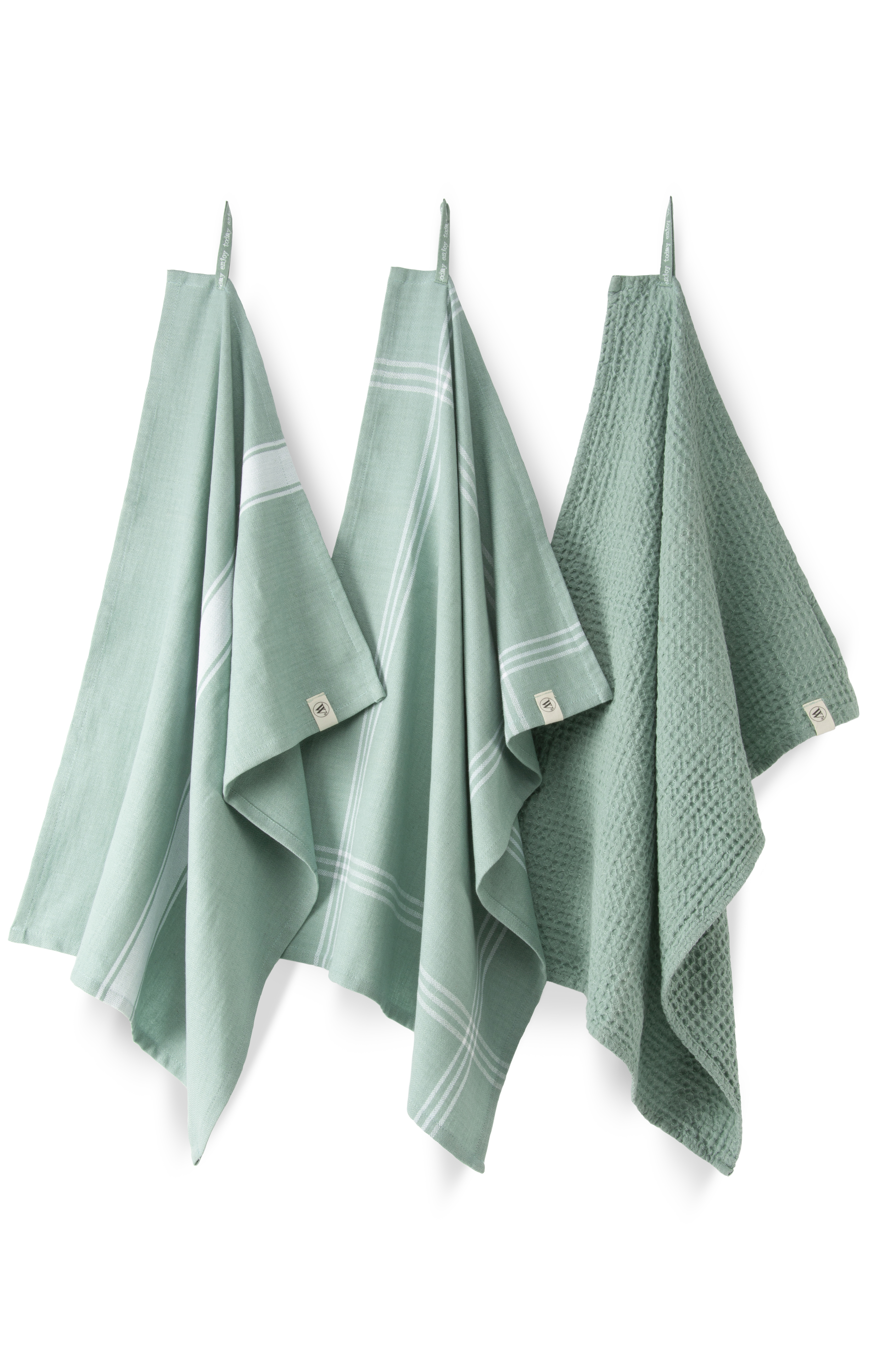 Blocks & Lines keuken- en theedoekenset 50x70cm groen (3 stuks)