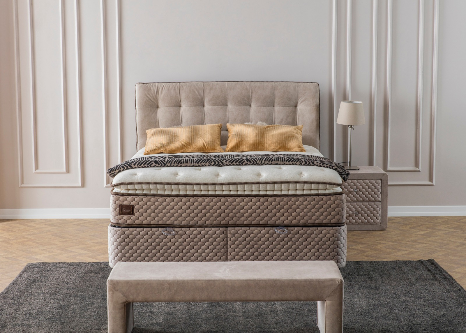 Monte Carlo opbergboxspring 160x200cm beige