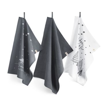 Hello Winter keukenset 50x70cm blauw (3 stuks)
