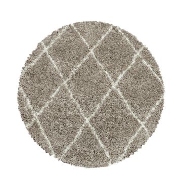 Alvor Shaggy vloerkleed hoogpolig rond Ø 120cm beige