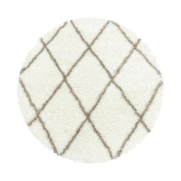 Alvor Shaggy vloerkleed hoogpolig rond Ø 120cm crème