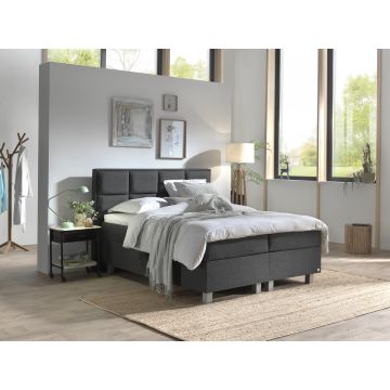 Grande opbergboxspring 140x200cm antraciet met Hybrid topdekmatras