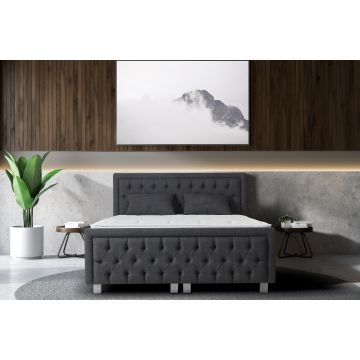Royal opbergboxspring met voetenbord 160x200cm antraciet