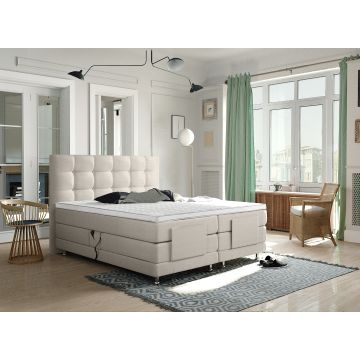 Arizona 1.0 elektrische boxspring 160x200cm beige met NASA topper